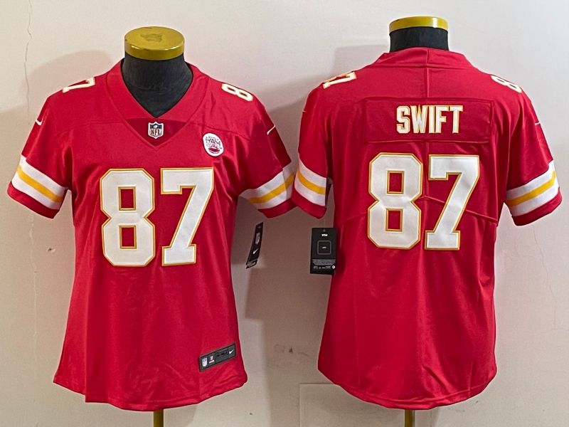 Youth Kansas City Chiefs #87 Swift Red 2025 Nike Vapor Limited NFL Jersey style 4